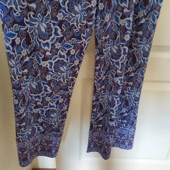 Magnolia Grace Sleeveless Retro Blue Purple Floral Paisley Jumpsuit, Size Small - Picture 4 of 8